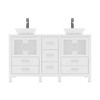 Virtu USA MD-4305-S-WH-NM Bradford 60" Double Bath Vanity in White with White Engineered Stone Top and Square Sink with Polished Chrome Faucet