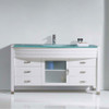Virtu USA MS-5061-G-WH-NM Ava 61" Single Bath Vanity in White with Aqua Tempered Glass Top and Round Sink with Polished Chrome Faucet