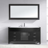 Virtu USA MS-5061-S-ES-001 Ava 61" Single Bath Vanity in Espresso with White Engineered Stone Top and Round Sink with Brushed Nickel Faucet and Mirror