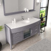 Virtu USA MS-5061-S-GR Ava 61" Single Bath Vanity in Grey with White Engineered Stone Top and Round Sink with Polished Chrome Faucet and Mirror