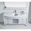 Virtu USA MS-5061-S-WH Ava 61" Single Bath Vanity in White with White Engineered Stone Top and Round Sink with Polished Chrome Faucet and Mirror