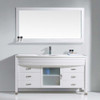 Virtu USA MS-5061-S-WH-001 Ava 61" Single Bath Vanity in White with White Engineered Stone Top and Round Sink with Brushed Nickel Faucet and Mirror