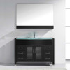 Virtu USA MS-509-G-ES Ava 48" Single Bath Vanity in Espresso with Aqua Tempered Glass Top and Round Sink with Polished Chrome Faucet and Mirror