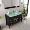 Virtu USA MS-509-G-ES-001 Ava 48" Single Bath Vanity in Espresso with Aqua Tempered Glass Top and Round Sink with Brushed Nickel Faucet and Mirror