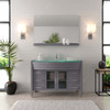 Virtu USA MS-509-G-GR Ava 48" Single Bath Vanity in Grey with Aqua Tempered Glass Top and Round Sink with Polished Chrome Faucet and Mirror