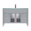 Virtu USA MS-509-G-GR-NM Ava 48" Single Bath Vanity in Grey with Aqua Tempered Glass Top and Round Sink with Polished Chrome Faucet