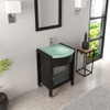 Virtu USA MS-545-G-ES-001 Ava 24" Single Bath Vanity in Espresso with Aqua Tempered Glass Top and Round Sink with Brushed Nickel Faucet and Mirror