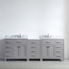 Virtu USA MD-2193-WMSQ-CG-NM Caroline Parkway 93" Double Bath Vanity in Cashmere Grey with Marble Top and Square Sink