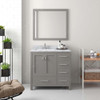 Virtu USA GS-50036-WMRO-CG-002 Caroline Avenue 36" Single Bath Vanity in Cashmere Grey with Marble Top and Round Sink with Polished Chrome Faucet and Mirror