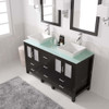 Virtu USA MD-4305-G-ES Bradford 60" Double Bath Vanity in Espresso with Aqua Tempered Glass Top and Square Sink with Polished Chrome Faucet and Mirrors