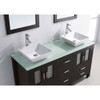 Virtu USA MD-4305-G-ES-001 Bradford 60" Double Bath Vanity in Espresso with Aqua Tempered Glass Top and Square Sink with Brushed Nickel Faucet and Mirrors