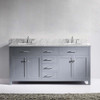 Virtu USA MD-2072-WMRO-GR-NM Caroline 72" Double Bath Vanity in Grey with Marble Top and Round Sink