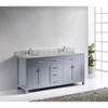 Virtu USA MD-2072-WMRO-GR-NM Caroline 72" Double Bath Vanity in Grey with Marble Top and Round Sink