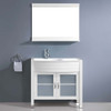 Virtu USA UM-3071-S-WH Ava 36" Single Bath Vanity in White with White Engineered Stone Top and Round Sink with Polished Chrome Faucet and Mirror