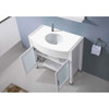 Virtu USA UM-3071-S-WH Ava 36" Single Bath Vanity in White with White Engineered Stone Top and Round Sink with Polished Chrome Faucet and Mirror