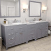 Virtu USA MD-2193-WMRO-GR Caroline Parkway 93" Double Bath Vanity in Grey with Marble Top and Round Sink with Mirrors
