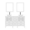 Virtu USA MD-4305-S-WH Bradford 60" Double Bath Vanity in White with White Engineered Stone Top and Square Sink with Polished Chrome Faucet and Mirrors