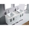 Virtu USA MD-4305-S-WH Bradford 60" Double Bath Vanity in White with White Engineered Stone Top and Square Sink with Polished Chrome Faucet and Mirrors