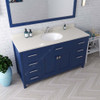 Virtu USA MS-2060-DWQRO-FB-001 Caroline 60" Single Bath Vanity in White with Dazzle White Top and Round Sink with Mirror