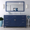 Virtu USA MS-2060-WMRO-FB-001 Caroline 60" Single Bath Vanity in White with White Marble Top and Round Sink with Mirror