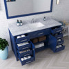 Virtu USA MS-2060-WMSQ-FB-001 Caroline 60" Single Bath Vanity in French Blue with White Marble Top and Square Sink with Mirror