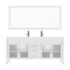 Virtu USA UM-3073-S-WH Ava 71" Double Bath Vanity in White with White Engineered Stone Top and Round Sink with Polished Chrome Faucet and Mirror
