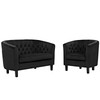 Modway Prospect 2 Piece Performance Velvet Loveseat and Armchair Set EEI-3154-BLK-SET Black