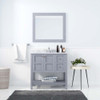 Virtu USA ES-30036-WMSQ-GR-001 Winterfell 36" Single Bath Vanity in Gray with Marble Top and Square Sink with Brushed Nickel Faucet and Mirror