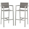 Modway Shore Bar Stool Outdoor Patio Aluminum Set of 2 EEI-3155-SLV-GRY-SET Silver Gray