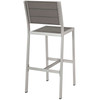 Modway Shore Armless Bar Stool Outdoor Patio Aluminum Set of 2 EEI-3156-SLV-GRY-SET Silver Gray