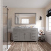 Virtu USA MS-2060-WMSQ-CG-001 Caroline 60" Single Bath Vanity in Cashmere Grey with White Marble Top and Square Sink with Mirror