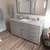 Virtu USA MS-2060-WMSQ-CG-001 Caroline 60" Single Bath Vanity in Cashmere Grey with White Marble Top and Square Sink with Mirror