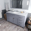 Virtu USA MS-2060-WMSQ-GR-001 Caroline 60" Single Bath Vanity in Gray with White Marble Top and Square Sink with Mirror