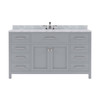 Virtu USA MS-2060-WMSQ-GR-001-NM Caroline 60" Single Bath Vanity in Gray with White Marble Top and Round Sink