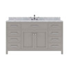 Virtu USA MS-2060-WMSQ-CG-NM Caroline 60" Single Bath Vanity in Cashmere Grey with White Marble Top and Square Sink