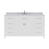 Virtu USA MS-2060-WMSQ-WH-001-NM Caroline 60" Single Bath Vanity in White with White Marble Top and Round Sink