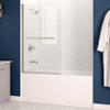 ANZZI 5 Ft. Acrylic Left Drain Rectangle Tub In White with 34" x 58" Frameless Tub Door In Brushed Nickel - SD05301BN-3260L