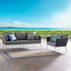 Modway Stance 2 Piece Outdoor Patio Aluminum Sectional Sofa Set EEI-3164-WHI-GRY-SET White Gray