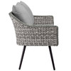 Modway Endeavor 3 Piece Outdoor Patio Wicker Rattan Loveseat and Armchair Set EEI-3175-GRY-GRY-SET Gray