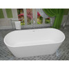 ANZZI Kosima 5.6 Ft. Solid Surface Center Drain Freestanding Bathtub In Matte White - FT-AZ8414