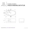 ANZZI Bellentin 5.1 Ft. Solid Surface Center Drain Freestanding Bathtub In Matte White - FT-AZ8416