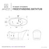 ANZZI Tuasavi 5.6 Ft. Solid Surface Center Drain Freestanding Bathtub In Matte White - FT-AZ8418