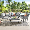 Modway Endeavor 4 Piece Outdoor Patio Wicker Rattan Loveseat Armchair and Coffee Table Set EEI-3177-GRY-GRY-SET Gray