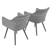 Modway Endeavor Dining Armchair Outdoor Patio Wicker Rattan Set of 2 EEI-3181-GRY-GRY-SET Gray