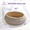 ANZZI Desert Ash Vessel Sink In Classic Cream Marble - LS-AZ8172