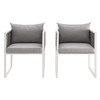 Modway Stance Dining Armchair Outdoor Patio Aluminum Set of 2 EEI-3183-WHI-GRY-SET White Gray