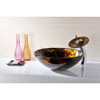 ANZZI Toa Series Deco-Glass Vessel Sink In Kindled Amber with Matching Chrome Waterfall Faucet - LS-AZ8102