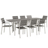 Modway Shore 9 Piece Outdoor Patio Aluminum Outdoor Dining Set EEI-3201-SLV-GRY-SET Silver Gray