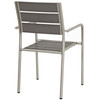 Modway Shore Outdoor Patio Aluminum Dining Rounded Armchair Set of 2 EEI-3203-SLV-GRY-SET Silver Gray