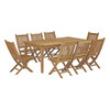 Modway Marina 9 Piece Outdoor Patio Teak Outdoor Dining Set EEI-3204-NAT-SET Natural